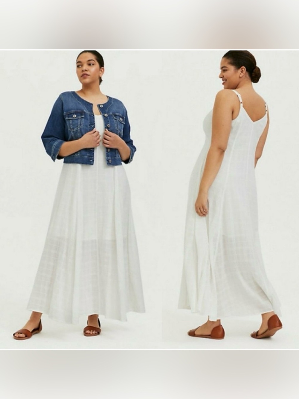 torrid White Flowy Maxi Slip Dress with Adjustable Straps